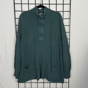 Soft Surroundings Highland Ribbed Mock Neck Tunic Sweater Womens 2X Teal Pockets